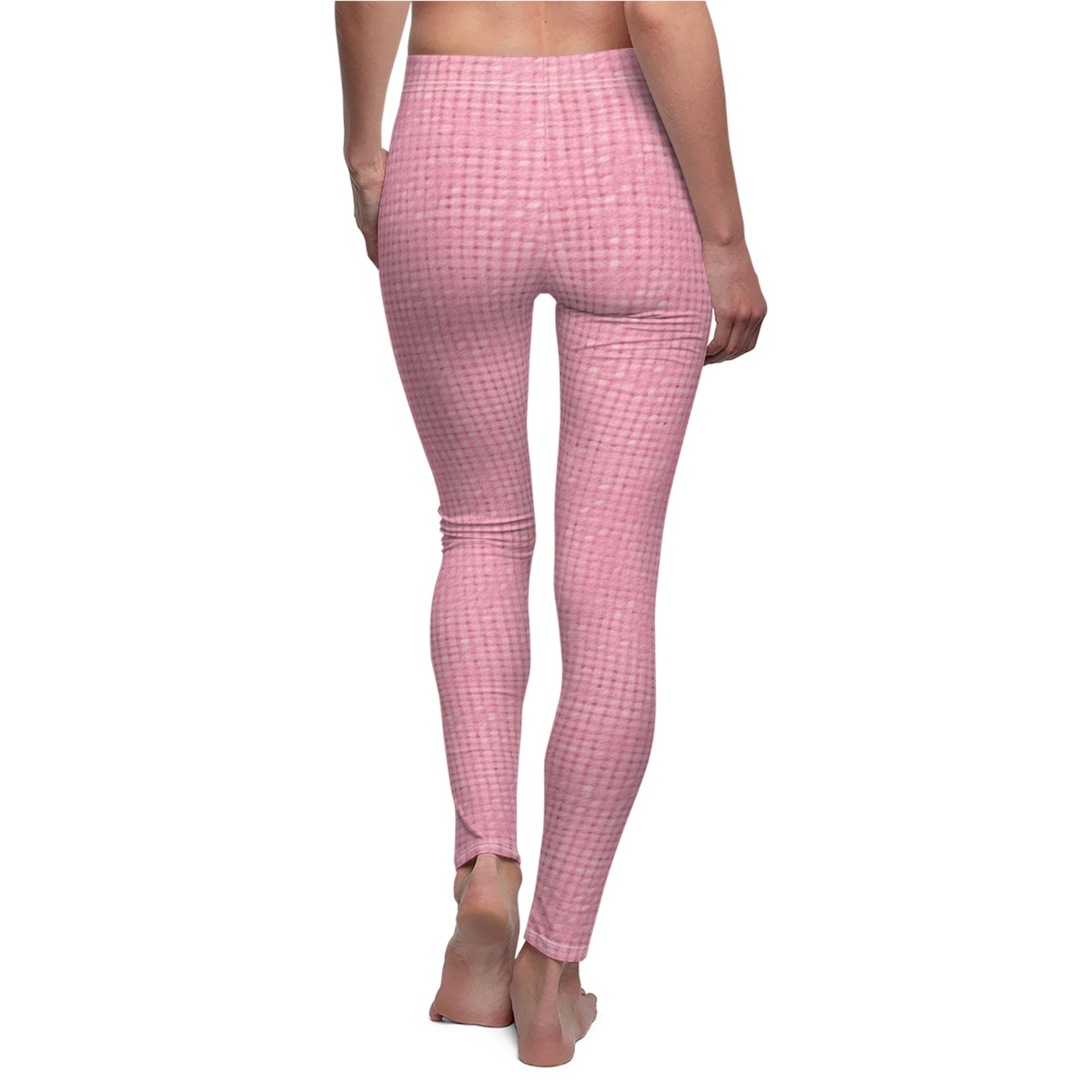 Pastel Rose Pink: Denim-Inspired, Refreshing Fabric Design - Women's Cut & Sew Casual Leggings (AOP)