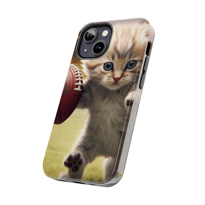 Football Kitty Fantasy: Feline Cat American Sport Quarterback - Tough Phone Cases