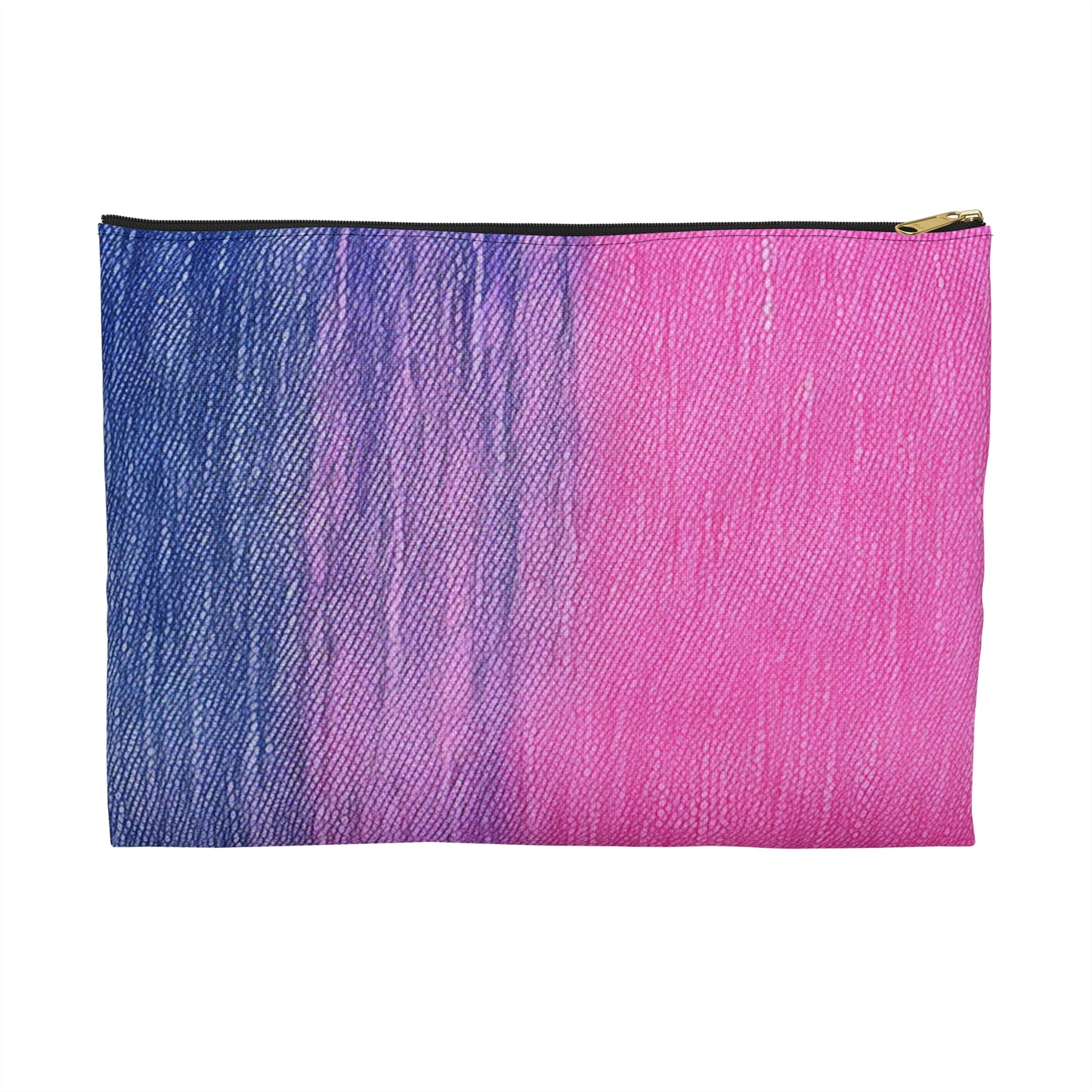 Dual Delight: Half-and-Half Pink & Blue Denim Daydream - Accessory Pouch