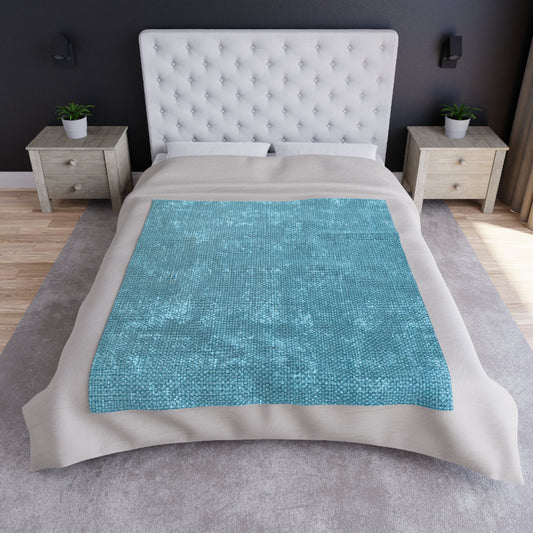 Bright Aqua Teal: Denim-Inspired Refreshing Blue Summer Fabric - Crushed Velvet Blanket