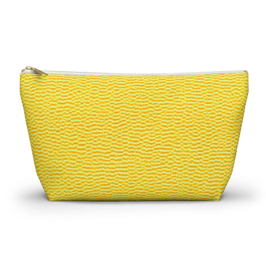 Sunshine Yellow Lemon: Denim-Inspired, Cheerful Fabric - Accessory Pouch w T-bottom