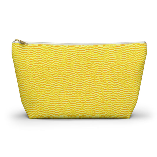 Sunshine Yellow Lemon: tela alegre, inspirada en la mezclilla - Bolsa para accesorios con parte inferior en forma de T 