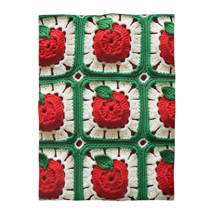 Apple Granny Square Crochet Pattern: Wild Fruit Tree, Delicious Red Design - Microfiber Duvet Cover