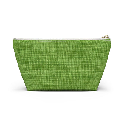 Olive Green Denim-Style: Seamless, Textured Fabric - Accessory Pouch w T-bottom