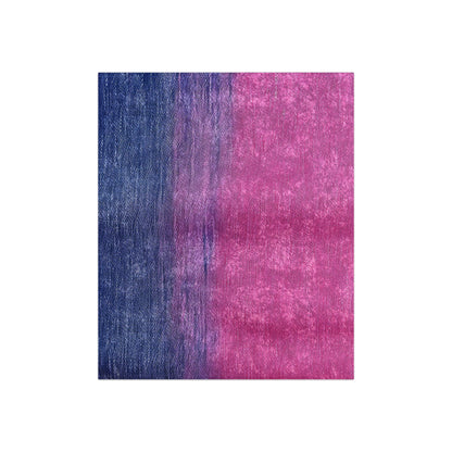 Dual Delight: Half-and-Half Pink & Blue Denim Daydream - Crushed Velvet Blanket