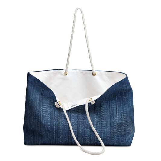 Indigo Splash: Washed Denim Reverie in Deep Blue - Weekender Bag