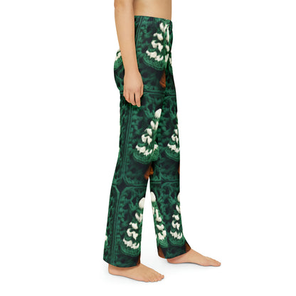 Evergreen Christmas Trees Crochet, Festive Pine Tree Holiday Craft, Yuletide Forest, Winter - Kids Pajama Pants (AOP)