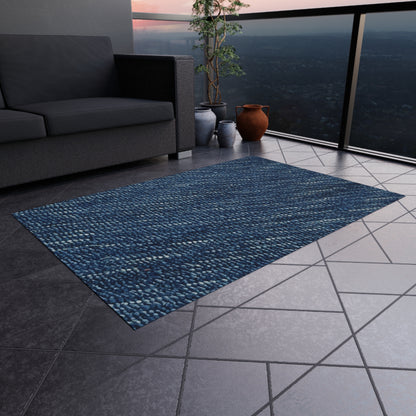 Denim-Inspired Design - Distinct Textured Fabric Pattern - Outdoor Rug