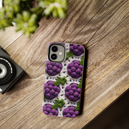 Crochet Grapes Pattern - Granny Square Design - Fresh Fruit Pick - Orchard Purple Snack Food - Tough Phone Cases