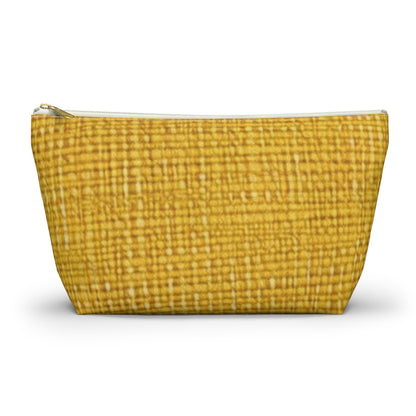 Radiant Sunny Yellow: tela de verano inspirada en la mezclilla - Bolsa para accesorios con parte inferior en forma de T 