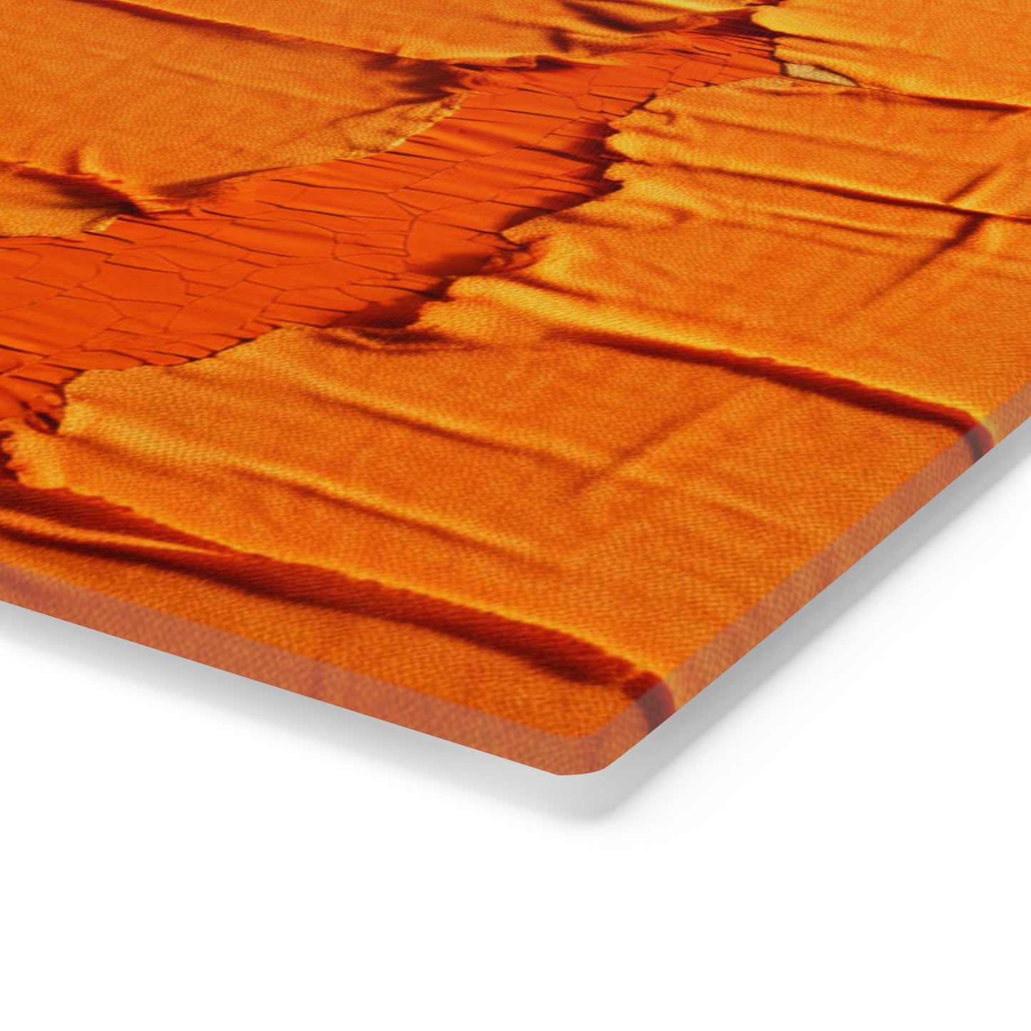 Fiery Citrus Orange: Edgy Distressed, Denim-Inspired Fabric - Cutting Board