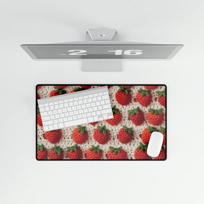 Strawberry Traditional Japanese, Crochet Craft, Fruit Design, Red Berry Pattern - Desk Mats