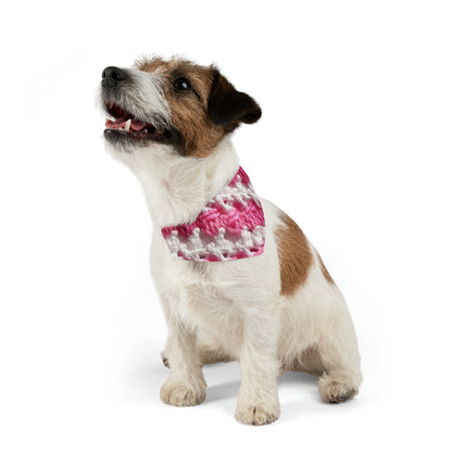 Hot Pink & White Knit, Vibrant Yarn Blend, Modern Chic Texture - Dog, Pet Bandana Collar