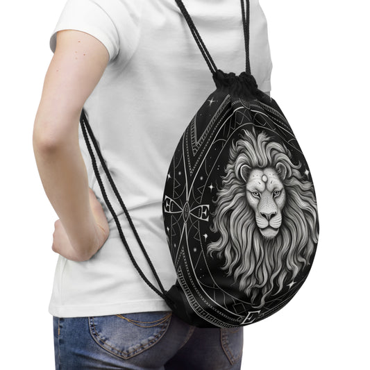Leo Zodiac, Lion Symbol Design, Fire Element - Drawstring Bag