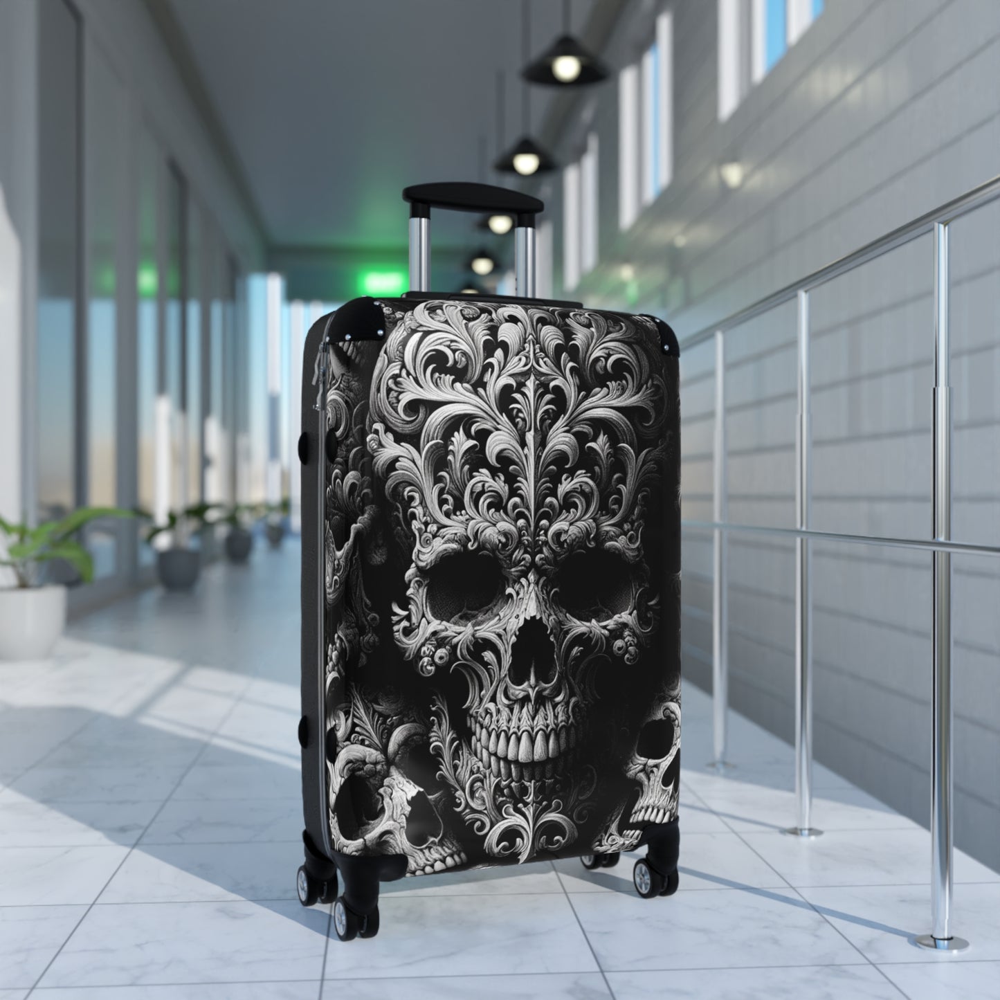 Obsidian Trek: Black Gothic, Skull Embossed, Suitcase