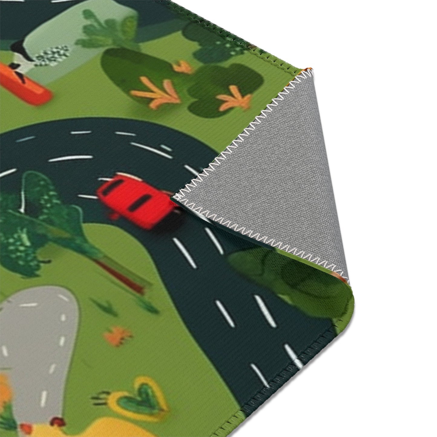 Jungle Journey: Kids' Car Roadway in Lush Forest Setting Play - Area Rugs