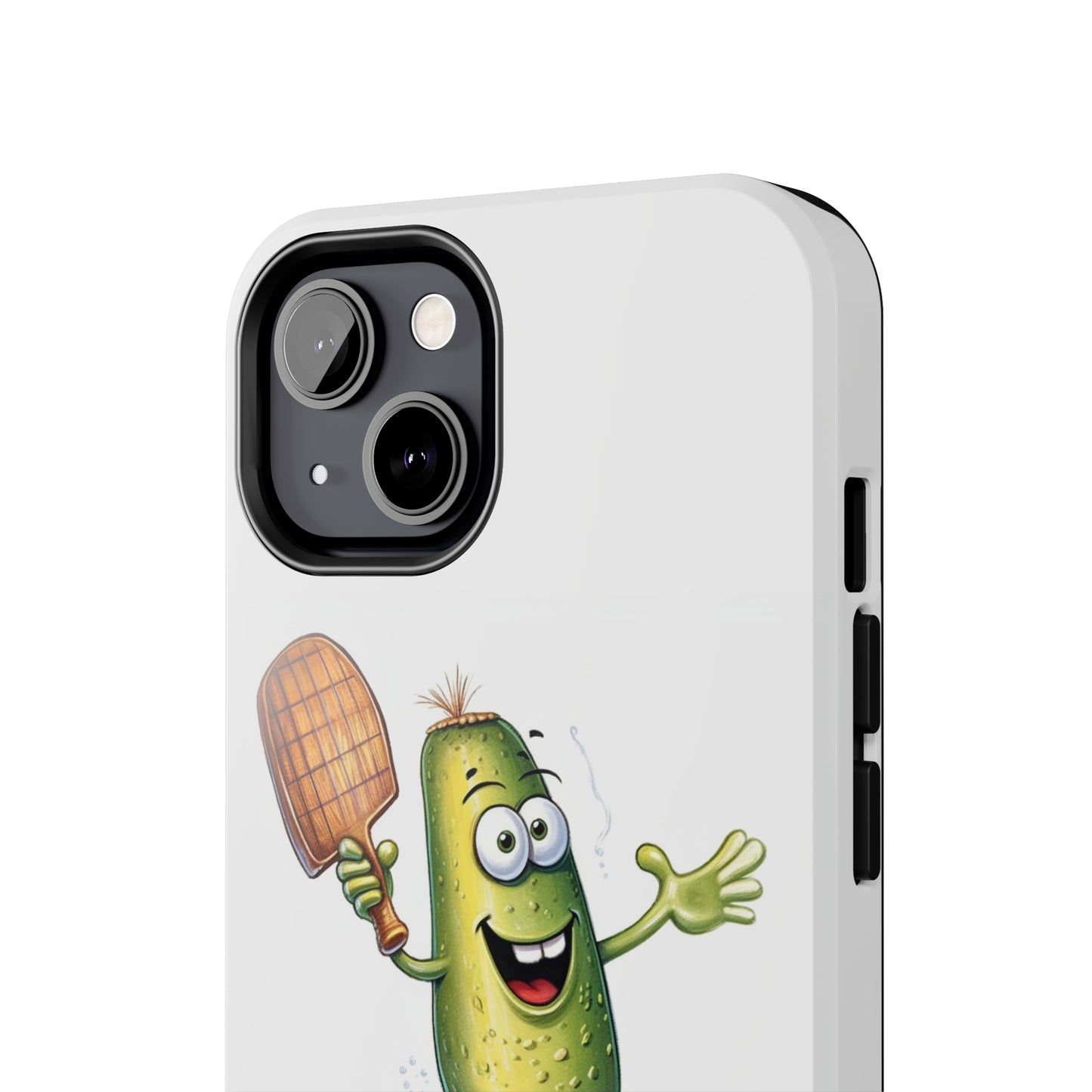 Pickle Player Action: Cartoon Swinging Pickleball Paddle - Sporty Charm - Tough Phone Cases