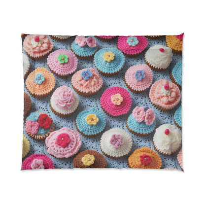 Crochet Cupcake Treat Frosted Cake Dessert Bakery Design - Bed Comforter