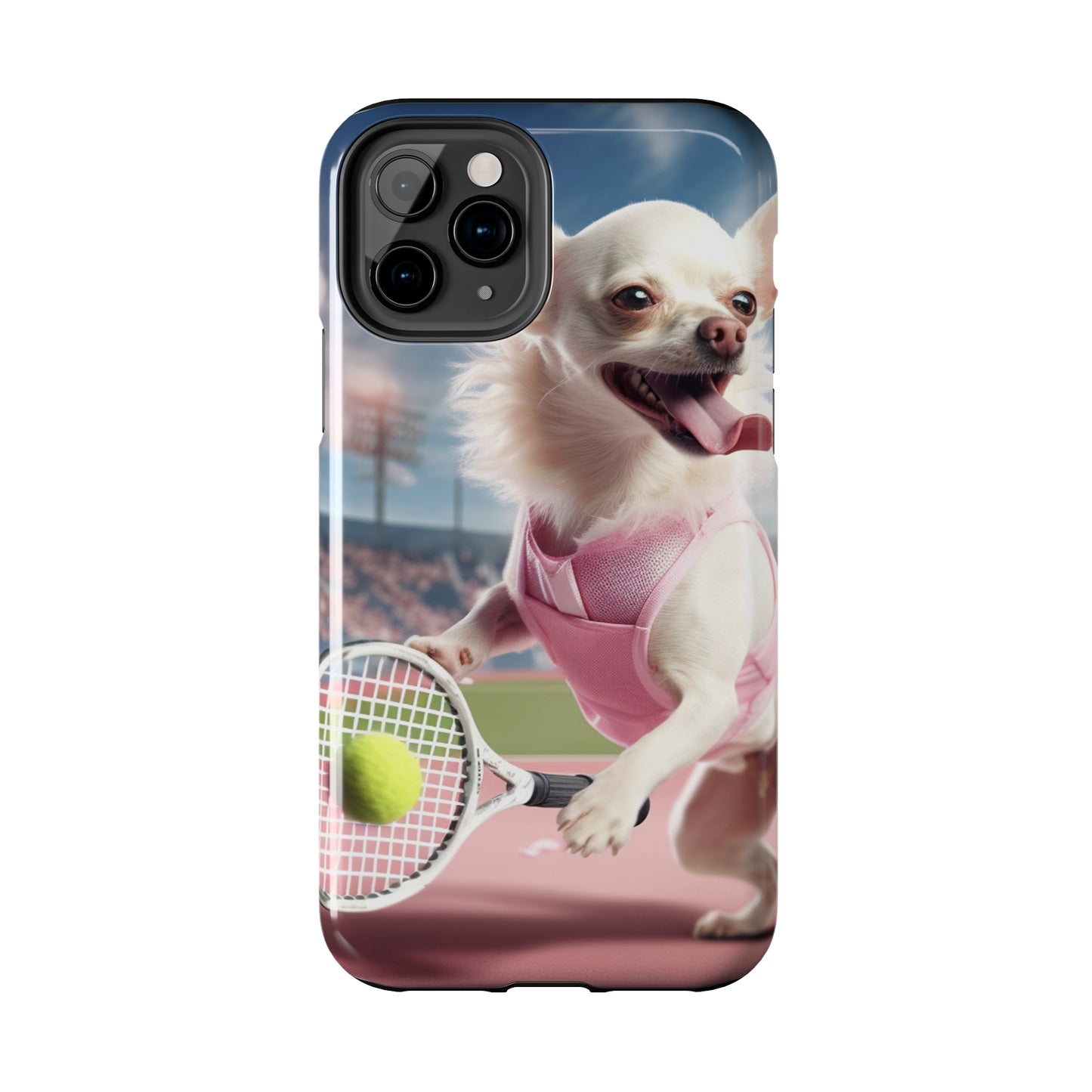 Chihuahua Tennis Ace: Dog Pink Outfit, Court Atheletic Sport Game - Tough Phone Cases