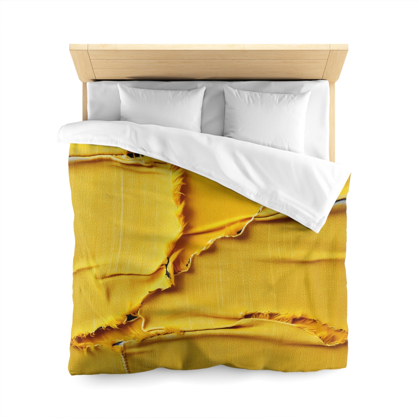 Banana Yellow Lemon: Bold Distressed, Denim-Inspired Fabric - Microfiber Duvet Cover