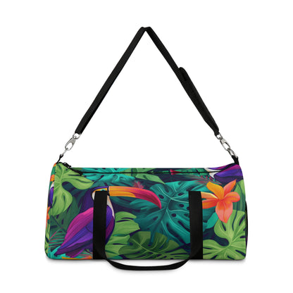 Vivid Tropical Birds & Leaves - Seamless Pattern Duffel Bag