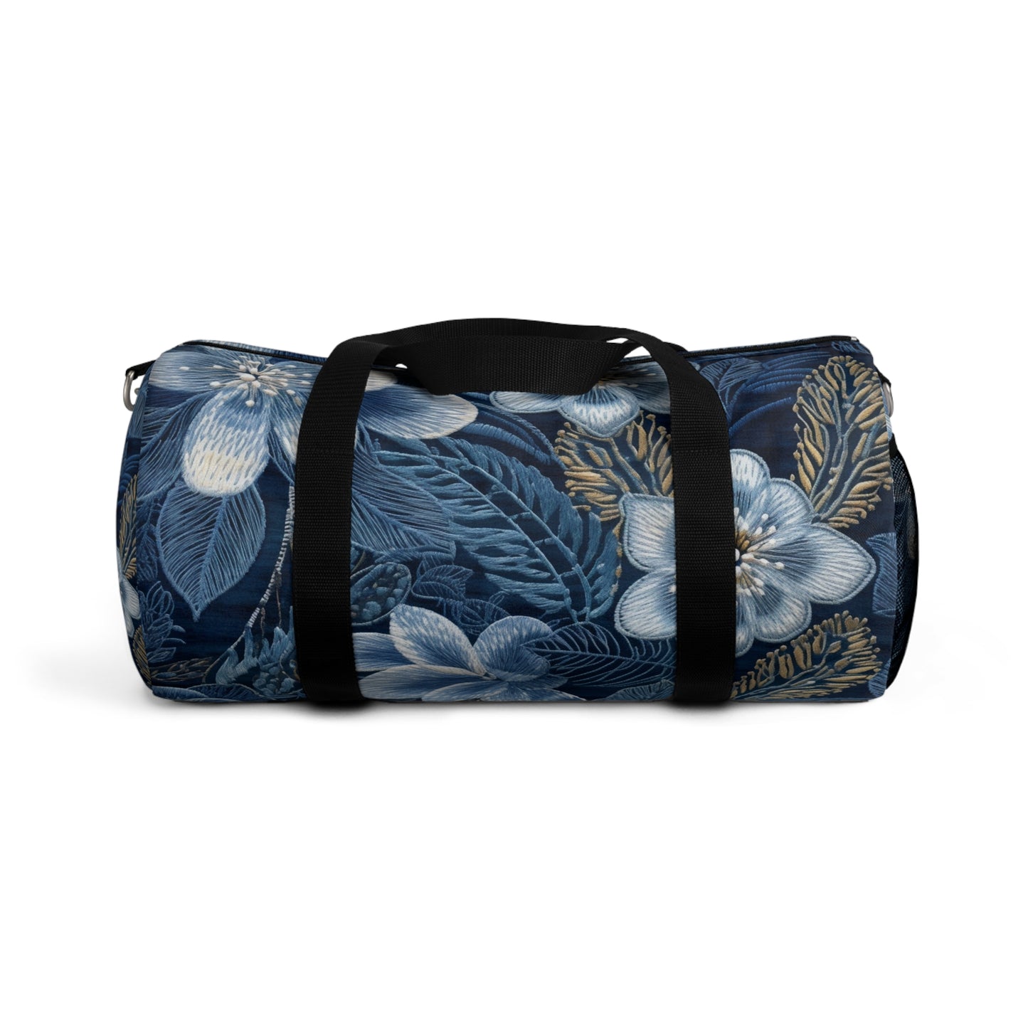 Flower Blossom Embroidery Floral on Denim Style - Duffel Bag