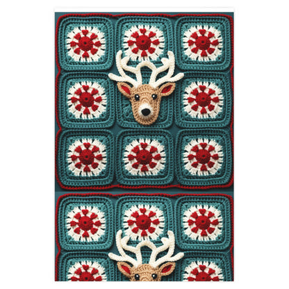 Christmas Reindeer Crochet, Wintry Wonderland Design, Festive Stag Motif. Embrace the Holiday Spirit - Wrapping Paper