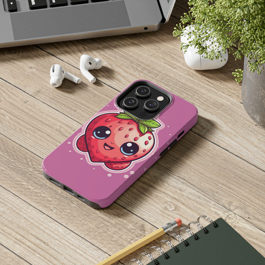 Kawaii Strawberry Adventure - Anime Classic Traditional Japanese Fruit - Otaku Artwork - Tough Phone Cases