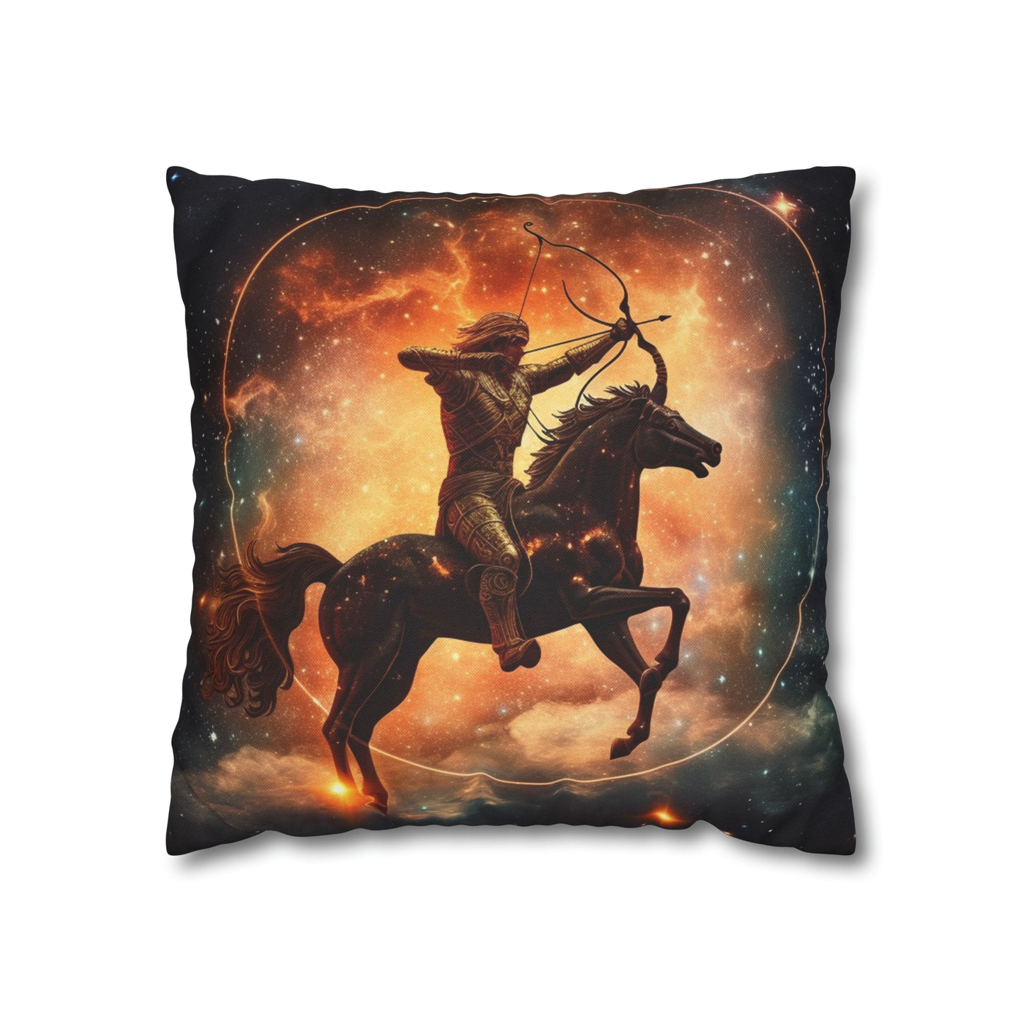 Sagittarius Constellation Totem - Archer in Action Zodiac Symbol - Spun Polyester Square Pillow Case