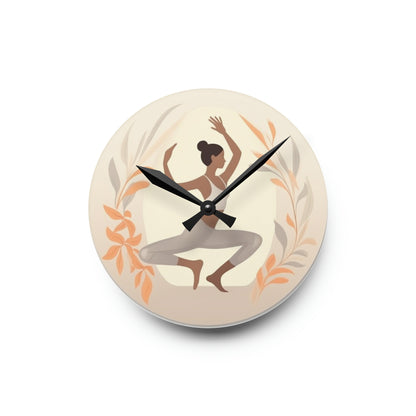 Reloj de pared acrílico para mujer estilo Pose de danza yoga 