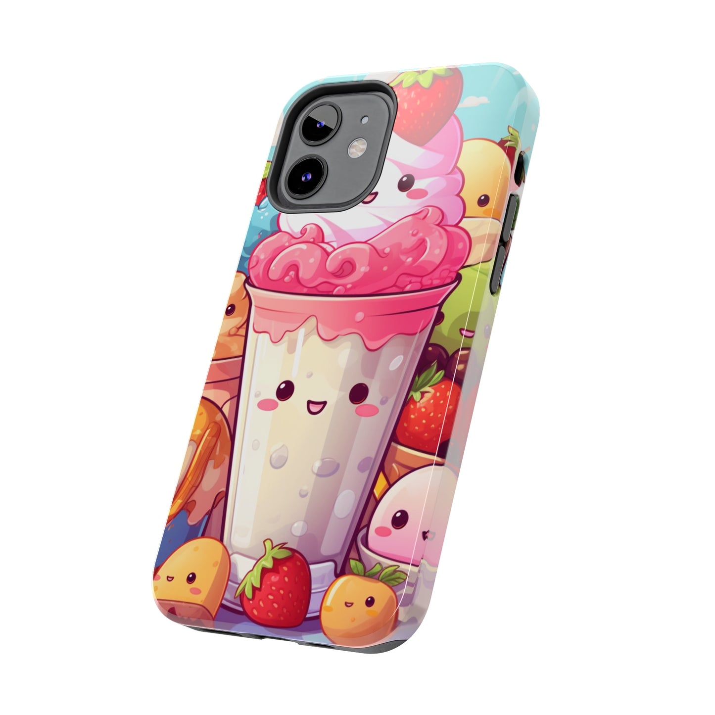 Strawberry Japan Milkshake - Kawaii Dessert Delight - Sweet Berry Anime Character - Tough Phone Cases