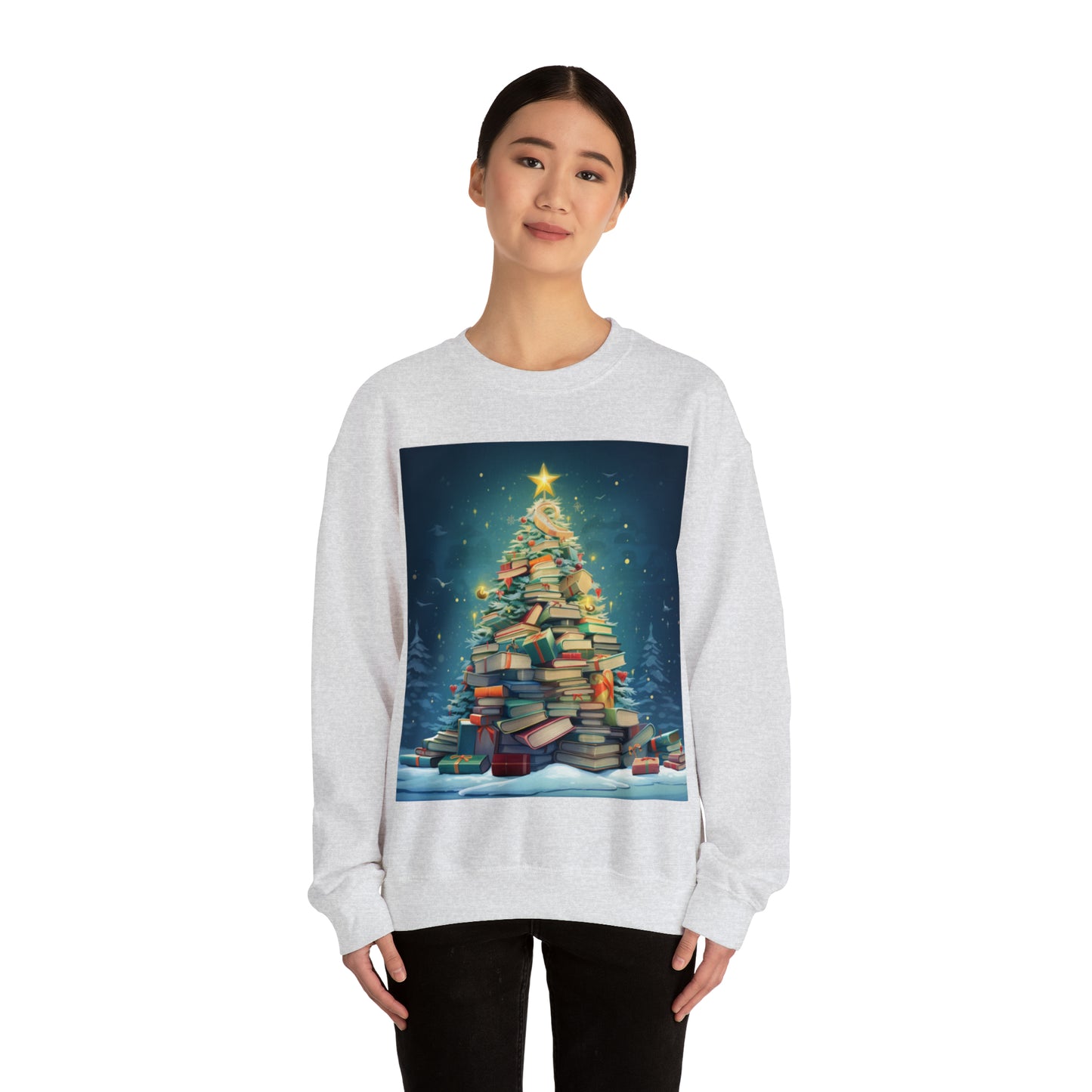 Book Worm Club Christmas Tree Seasonal Winter Holiday - Unisex Heavy Blend™ Crewneck Sweatshirt