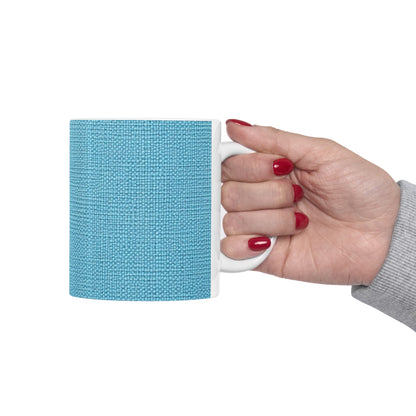 Bright Aqua Teal: Denim-Inspired Refreshing Blue Summer Fabric - Ceramic Mug 11oz