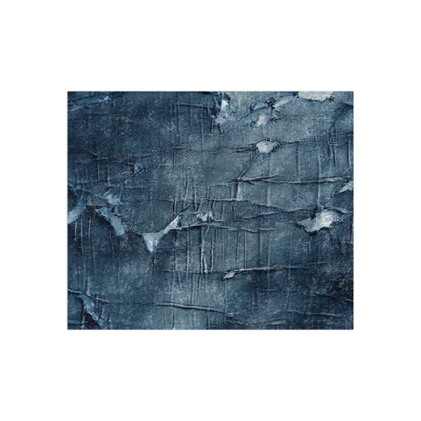 Distressed Blue Denim-Look: Edgy, Torn Fabric Design - Crushed Velvet Blanket