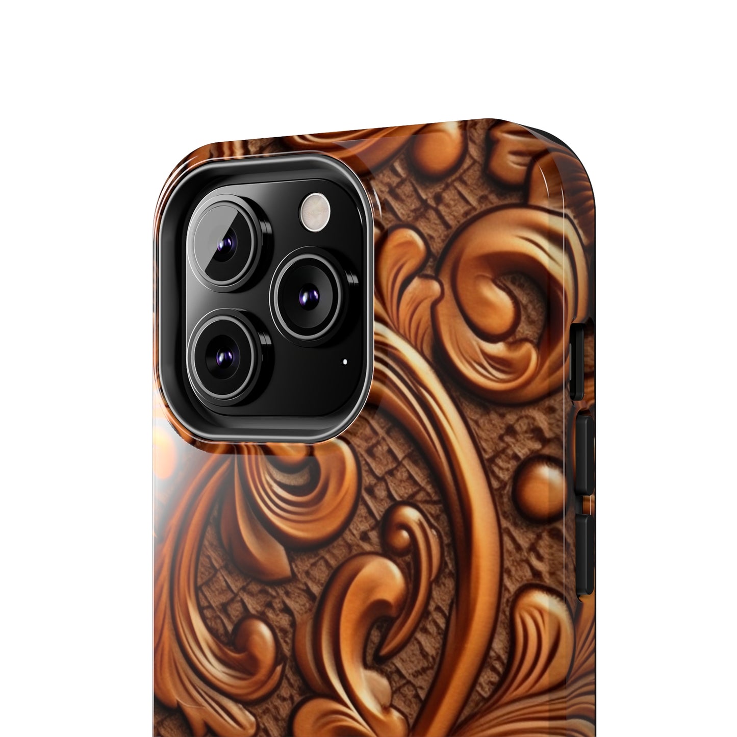 Leather Flower Cognac Classic Brown Timeless American Cowboy Design - Tough Phone Cases