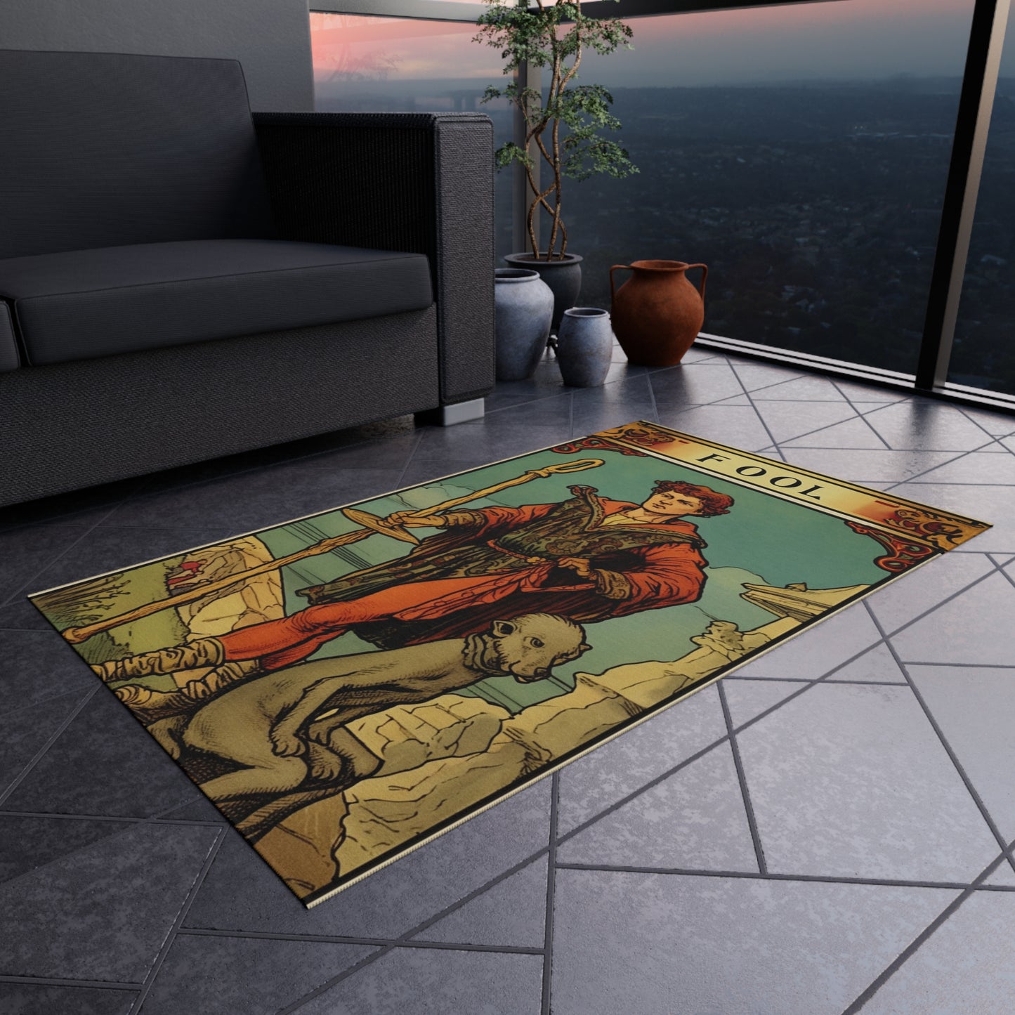 Mystical Tarot - Artistic Depiction of The Fool Card - Outdoor Rug