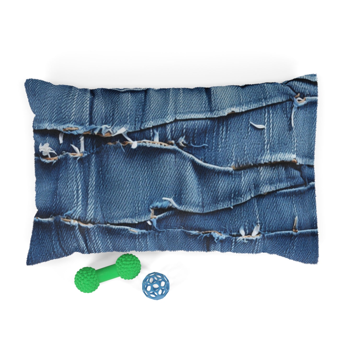 Midnight Blue Distressed Denim: Rugged, Torn & Stylish Design -  Dog & Pet Bed