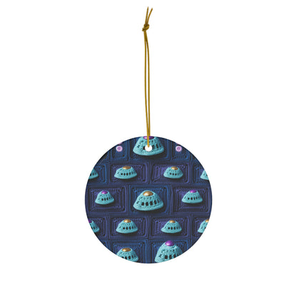 Spaceship UFO Crochet - Galactic Travel Ship - Alien Craft - Flying Saucer - Ceramic Ornament, 4 Shapes