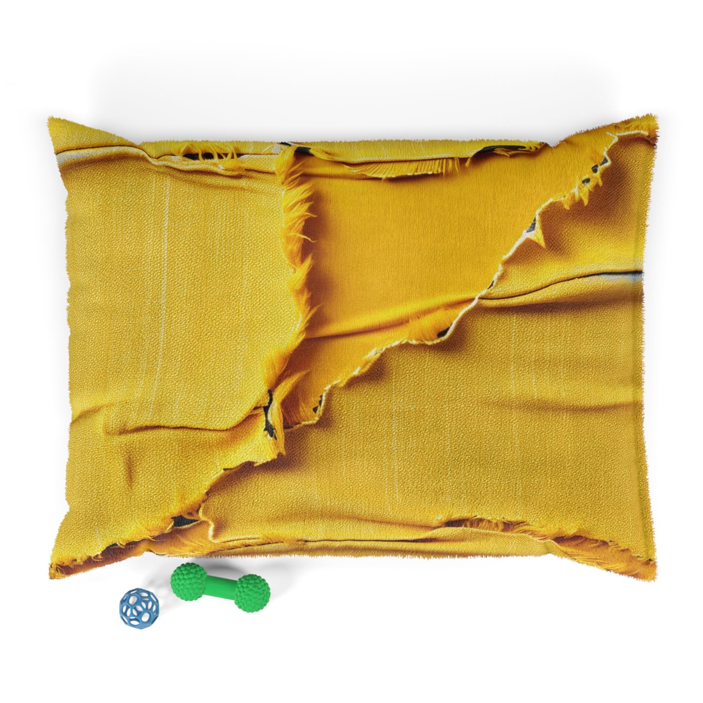 Banana Yellow Lemon: Bold Distressed, Denim-Inspired Fabric - Pet Bed