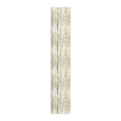 White Birch Woodland Table Runner - Birch Tree Design, Winter Forest, Maine Woods, Enchanted Woodland Decor