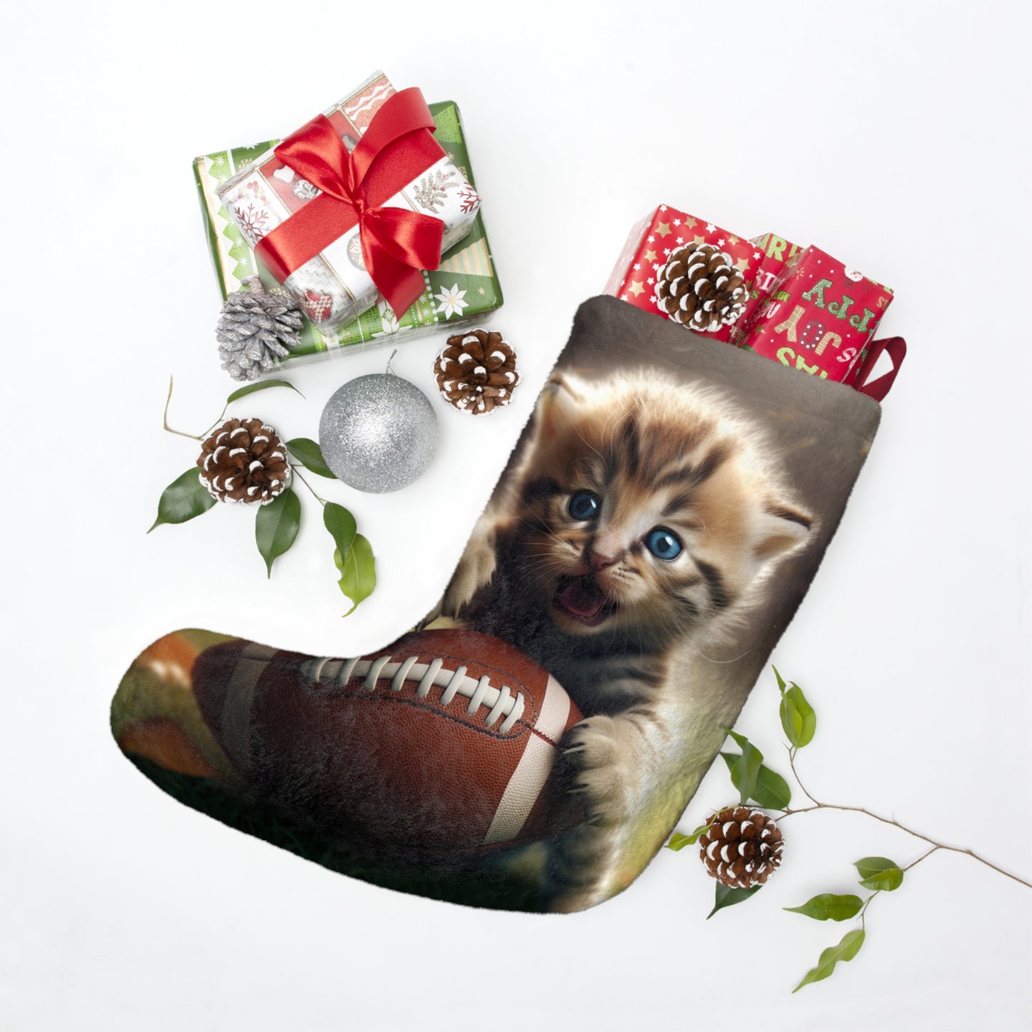 Football Kitten Touchdown: Tabby's Winning Play Sport Game - Christmas Stockings