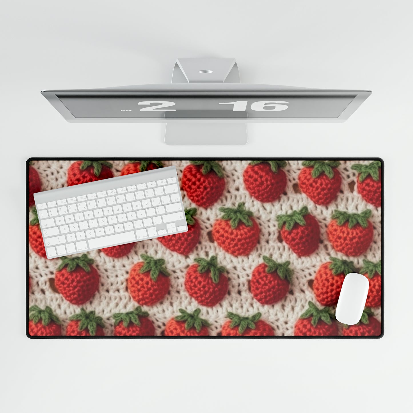 Strawberry Traditional Japanese, Crochet Craft, Fruit Design, Red Berry Pattern - Desk Mats