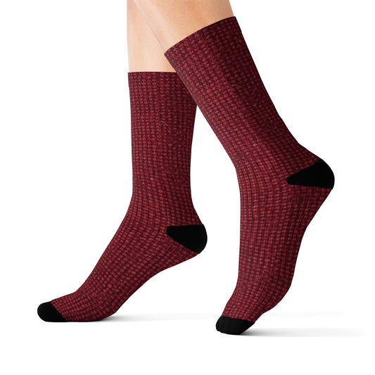 Seamless Texture - Maroon/Burgundy Denim-Inspired Fabric - Sublimation Socks