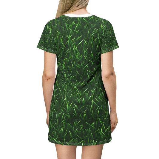 Touch Grass Estilo interior Césped de césped artificial verde para exteriores - Vestido de camiseta (AOP) 