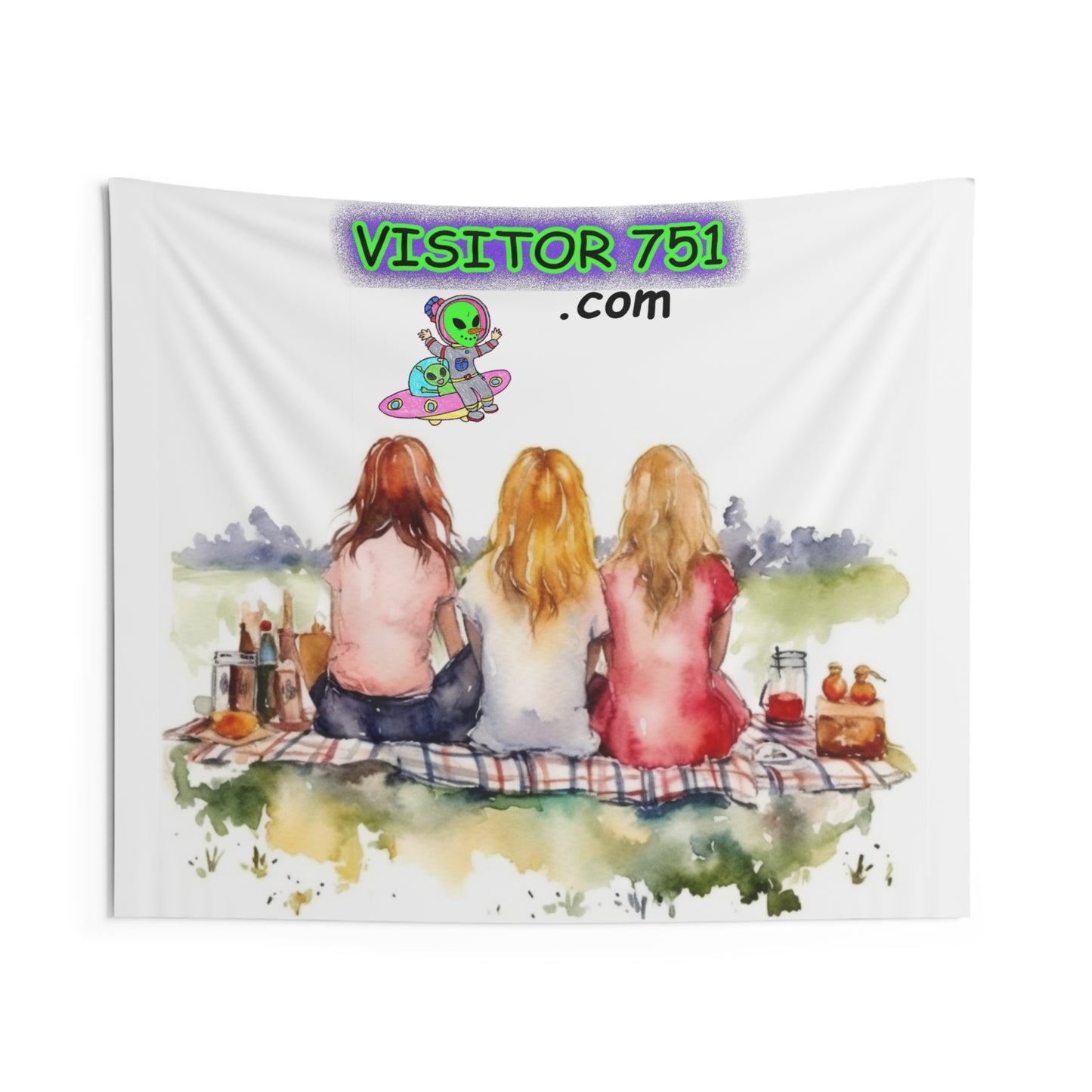 Visitor751 Advertisement Alien UFO Galactic Space - Indoor Wall Tapestries