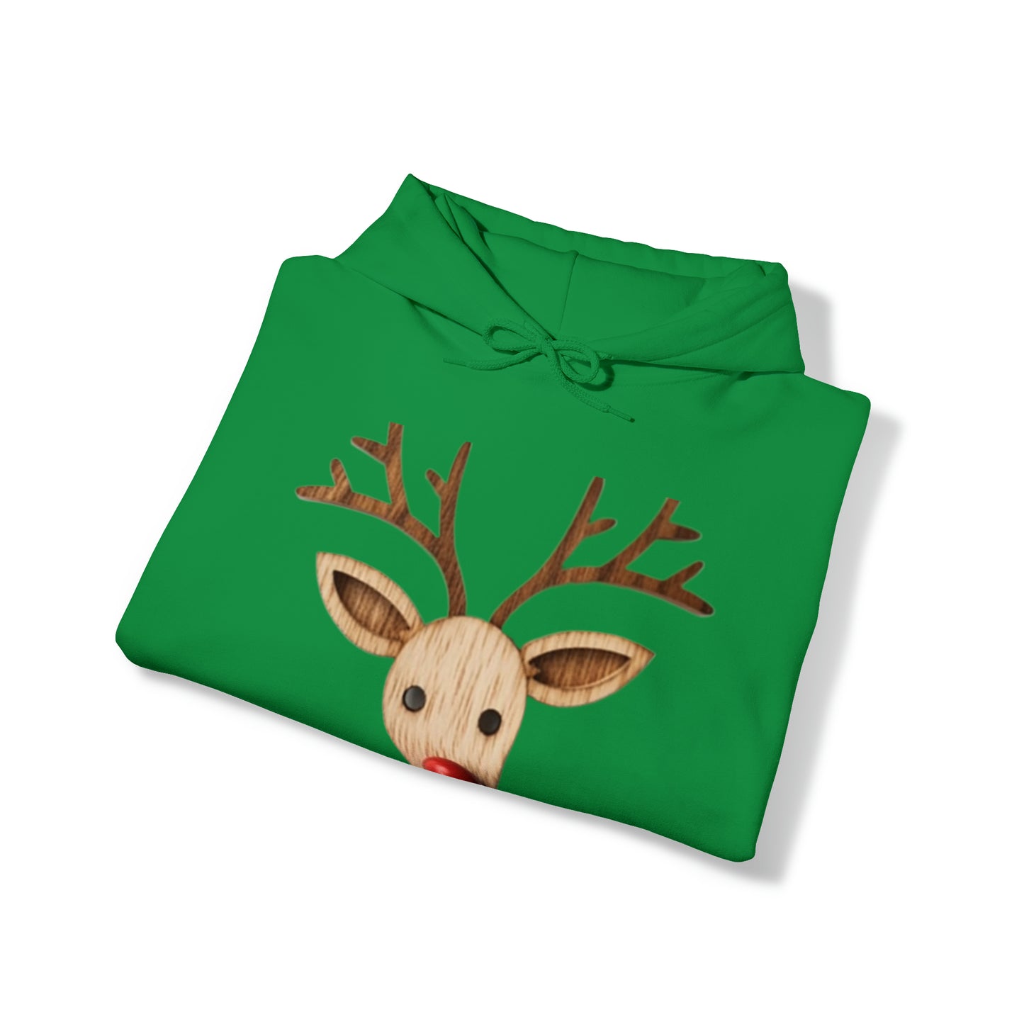 Red Reindeer Nose Christmas Classic Winter Season - Green - Unisex Heavy Blend™ Hooded Sweatshirt