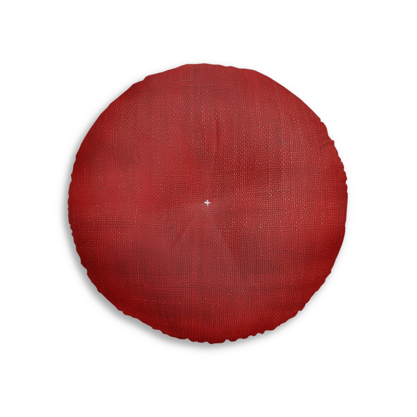 Juicy Red Berry Blast: Denim Fabric Inspired Design - Tufted Floor Pillow, Round