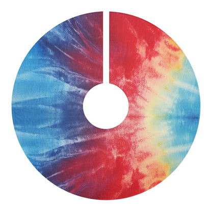 Rainbow Tie-Dye Denim: Vibrant Multi-Color, Fabric Design Spectacle - Christmas Tree Skirts