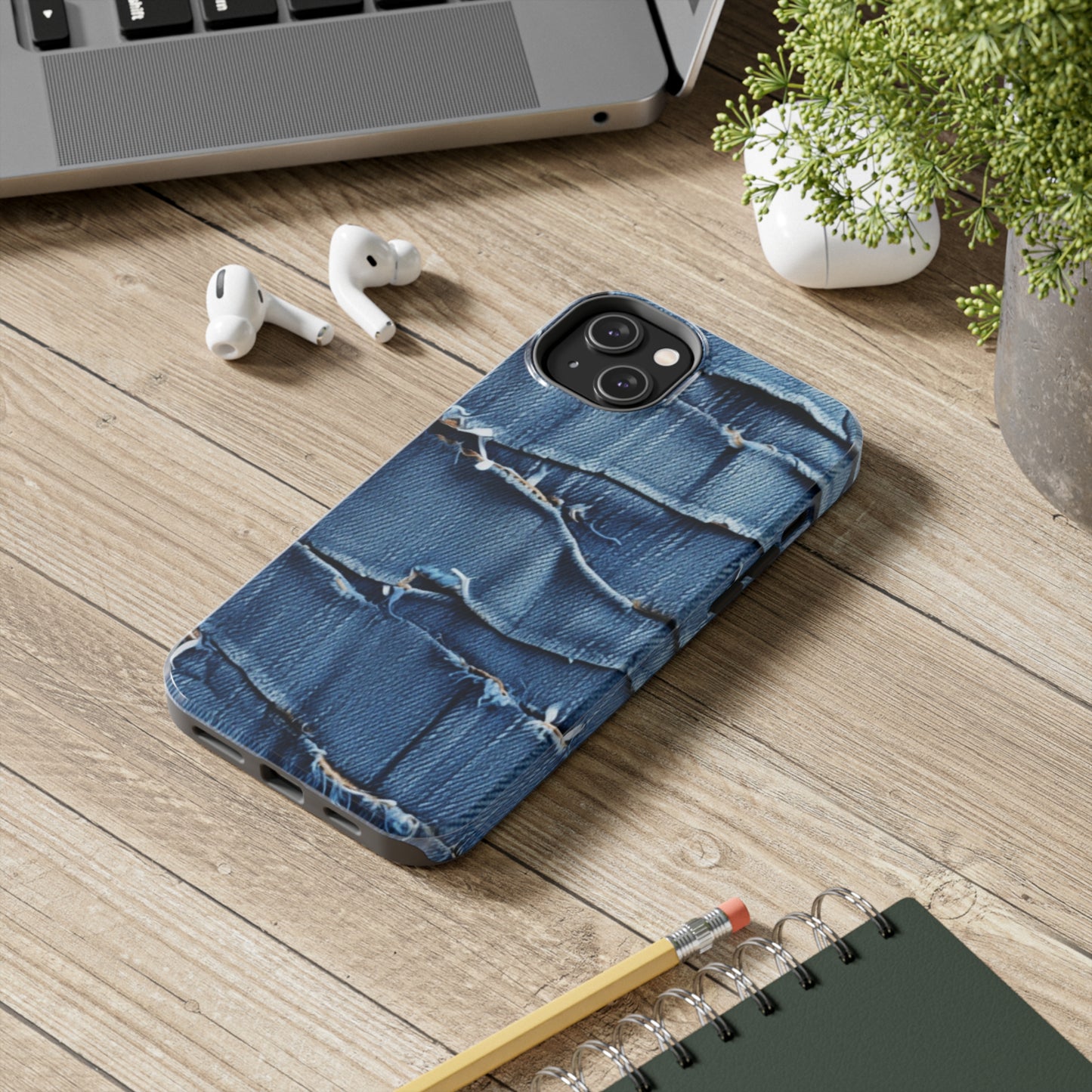 Midnight Blue Distressed Denim: Rugged, Torn & Stylish Design - Tough Phone Cases