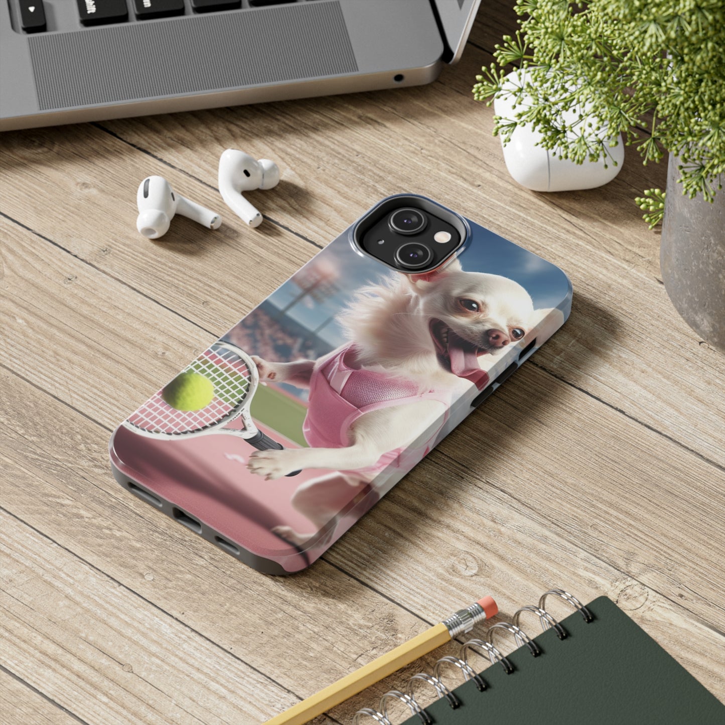 Chihuahua Tennis Ace: Dog Pink Outfit, Court Atheletic Sport Game - Tough Phone Cases